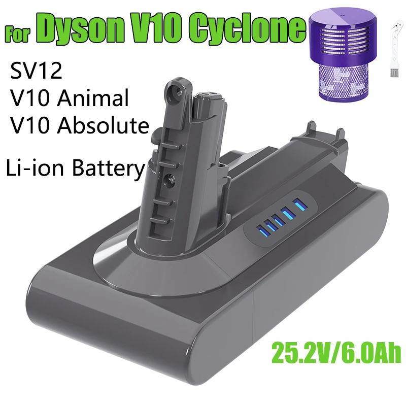 For Dyson V10 Battery 25.2V 6000mAh Li-ion Rechargeable Battery SV12 V10 Absolute V10 Fluffy cyclone V10 Battery Vacuum Cleaner