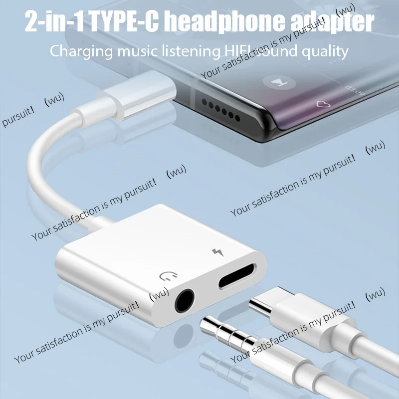 2in1 Audio Adapter USB C to 3.5 mm Jack Type-C/Dual TypeC jacksCharging Aux Cable For Samsung Xiaomi Wired Earphones Connector