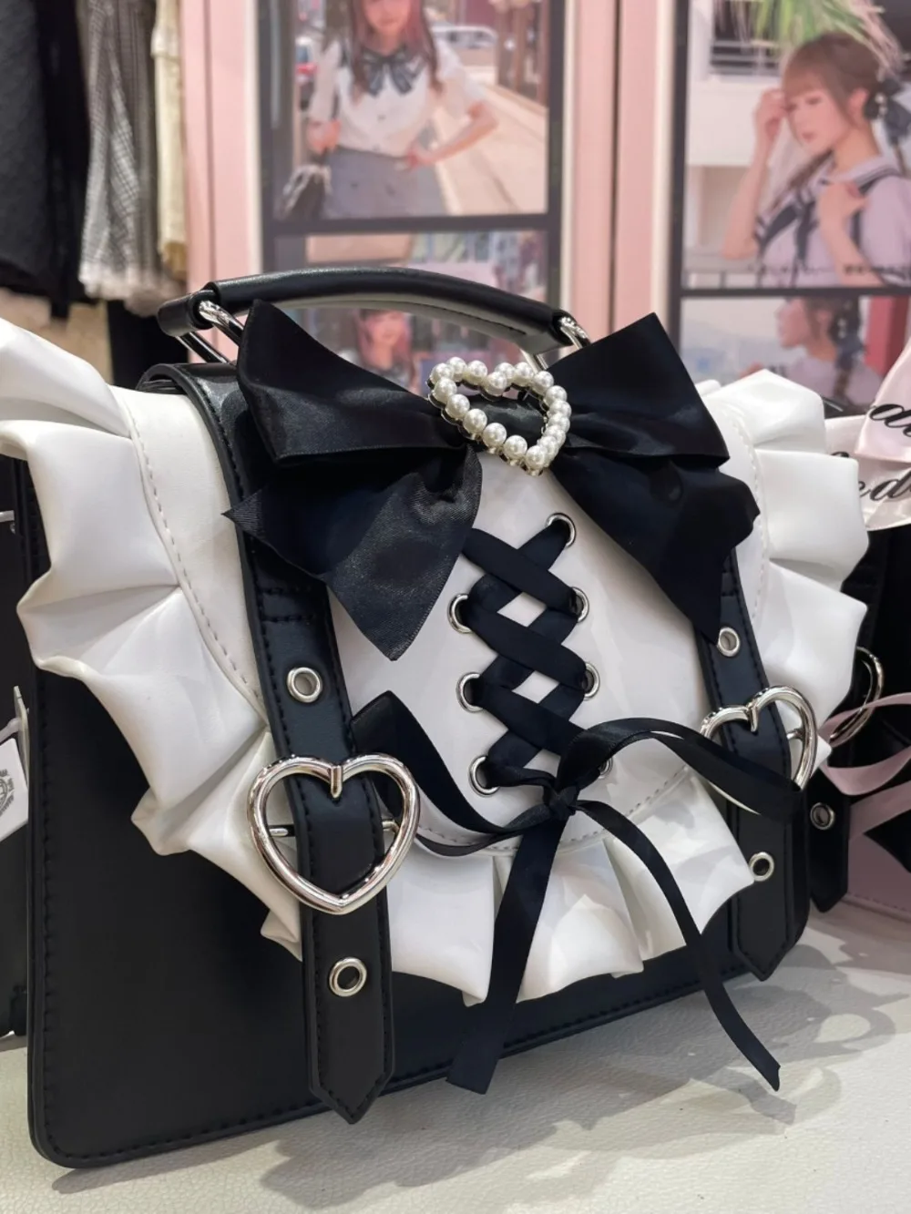 

Japanese Original Mass-produced Messenger Bag Sweet Cute Bow Heart-shaped Lolita JK Bag Commuting Versatile Casual Womens Bag