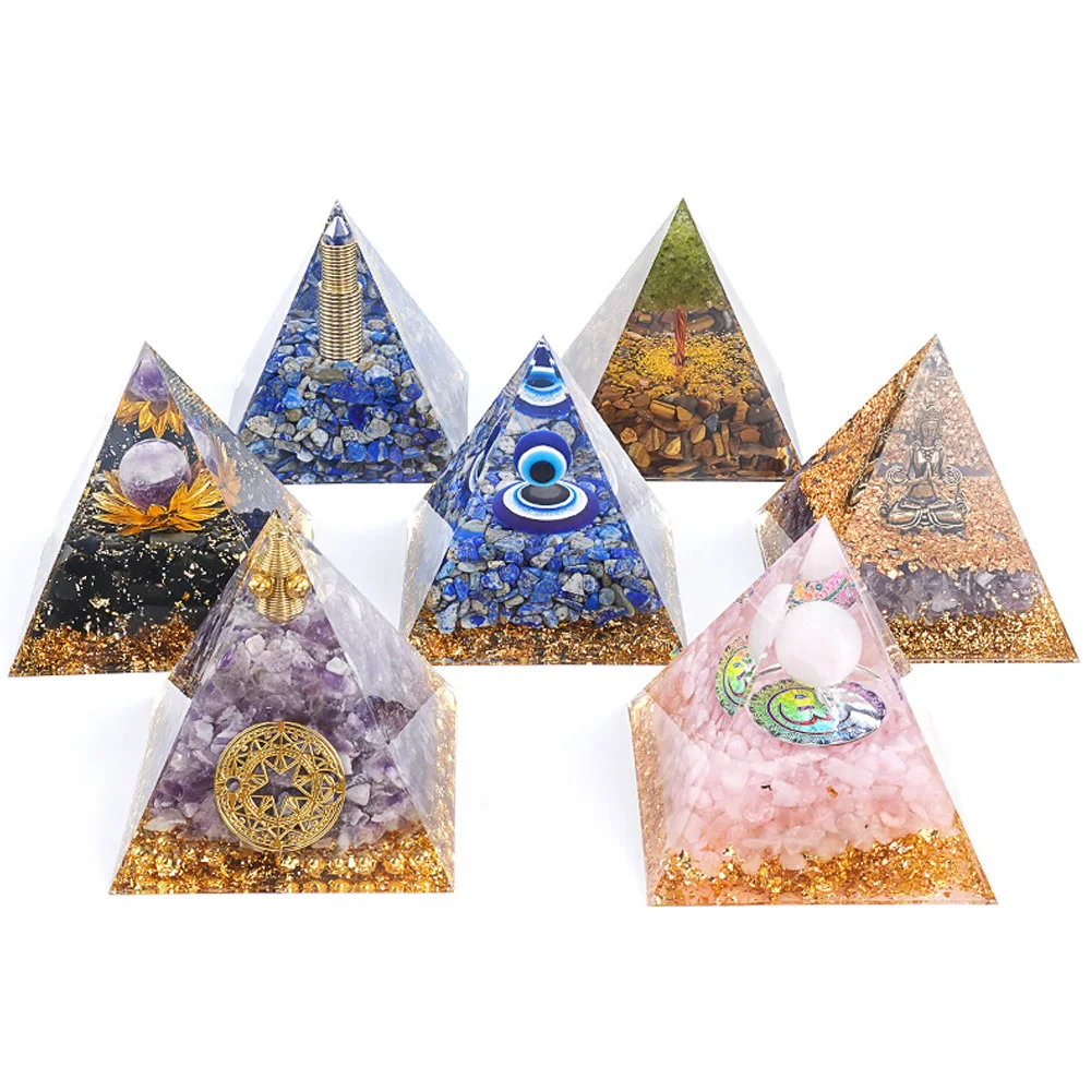 8cm Natürliche Kristall-Pyramide, Orgon-Chakra-Heilung, Yoga-Meditationswerkzeug, Glücksbringer, Erfolg anziehend, Fengshui-Heimdekoration – Detail 3
