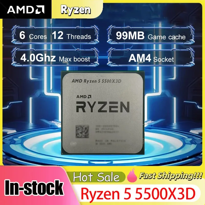 

AMD Ryzen5 5500X3D Socket AM4 7NM 6C12T Base3GHz Boost4GHz 96MB L3 105W DDR4 Desktop Gaming CPU No Box
