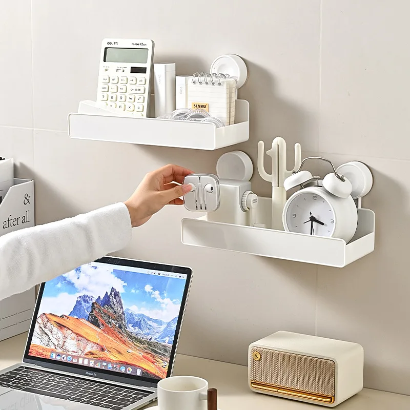 New Suction Cup Storage Toilet Non Perforated Wall Mounted Shelf Bathroom Kitchen Corner Wash and Storage Rack