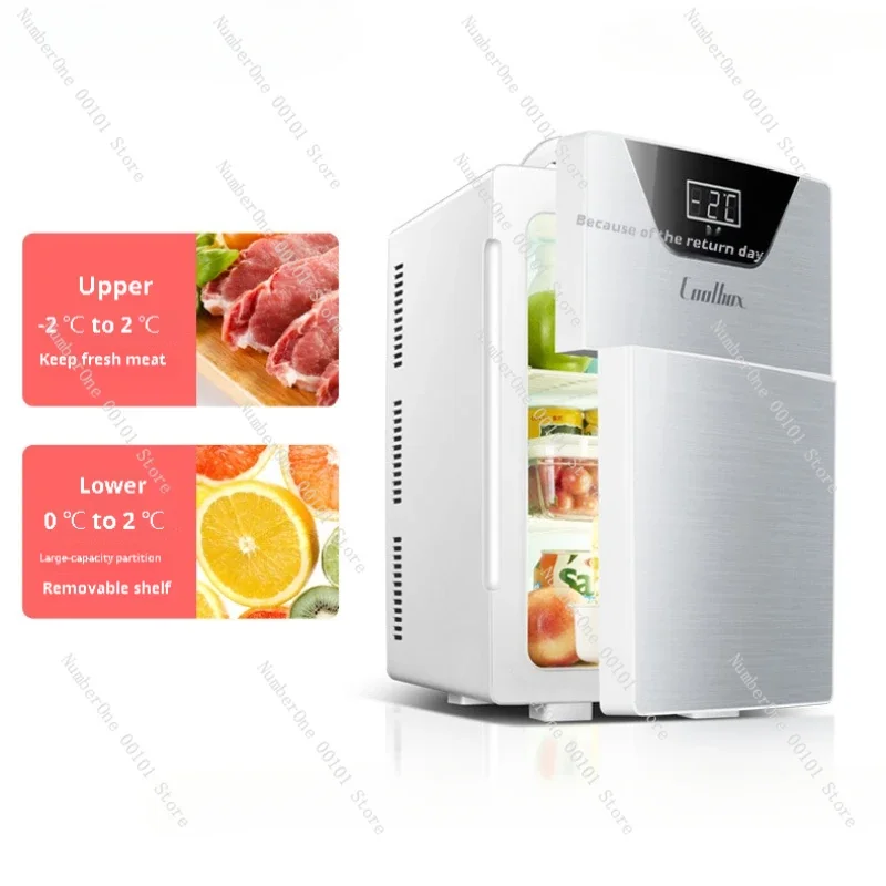 20L Kitchen Refrigerator Dual-Door Fridge Freezer Electric Refrigerator Household Rental Frigobar Dual-use Cold Frigidaire