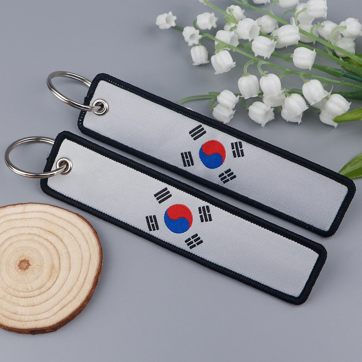 National Flags Embroidery Key Fobs Brazil France Japan Flag Key Tags Keychain For Motorcycles Cars Key Ring Accessories Chaveiro