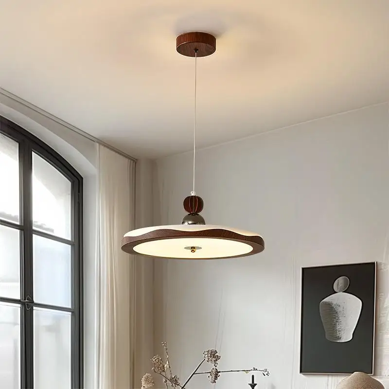 Middle Ancient Style Bedroom Ceiling Light Walnut Color Living Room Restaurant Study Light Wabi Sabi Style LED Lighting Fixture