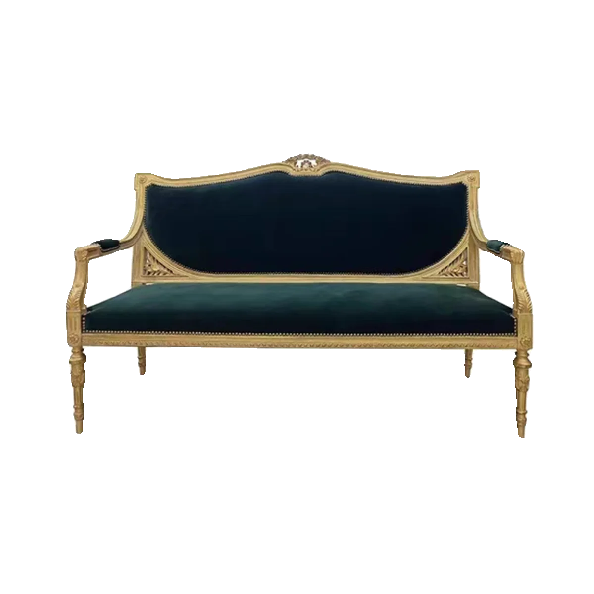 

Американский ретро-диван из массива дерева с резьбой и золотым декором, двойной/тройной, в стиле французской легкой роскоши, для гостиной виллы, тканевое кресло-лаунж
