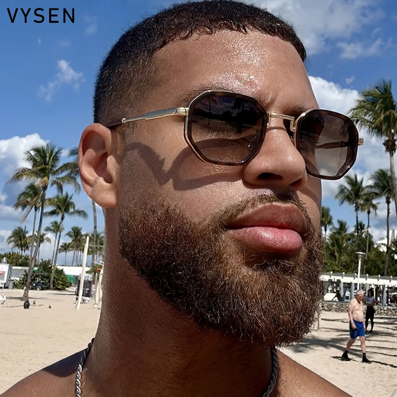 Vintage Steampunk Octagon Square Sunglasses Men Luxury Brand Geometric Metal Frame Polygon Sun Glasses Shades Driving Eyewear