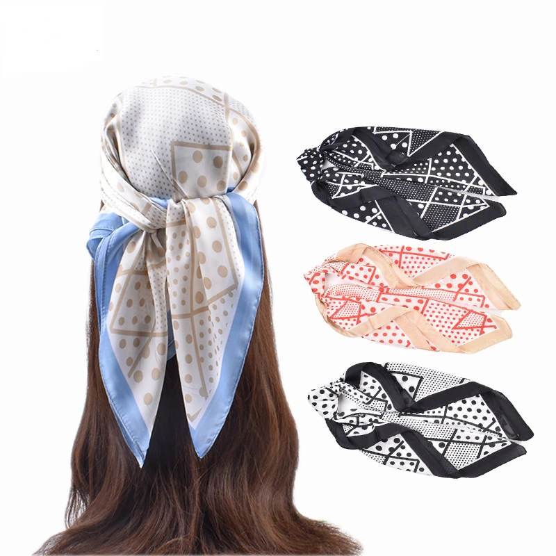 

New Summer Geometric Polka Dot Pattern 70 Square Scarf Small Silk Scarf Sunscreen Breathable Thin Scarf Trending Products 2024