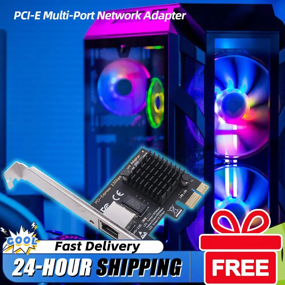 1/2/4 Port 2.5GB PCIe Network Card 2.5 Gigabit Ethernet Interface Adapter RTL8125BG Chip Gigabit Ethernet Card for Gaming Office