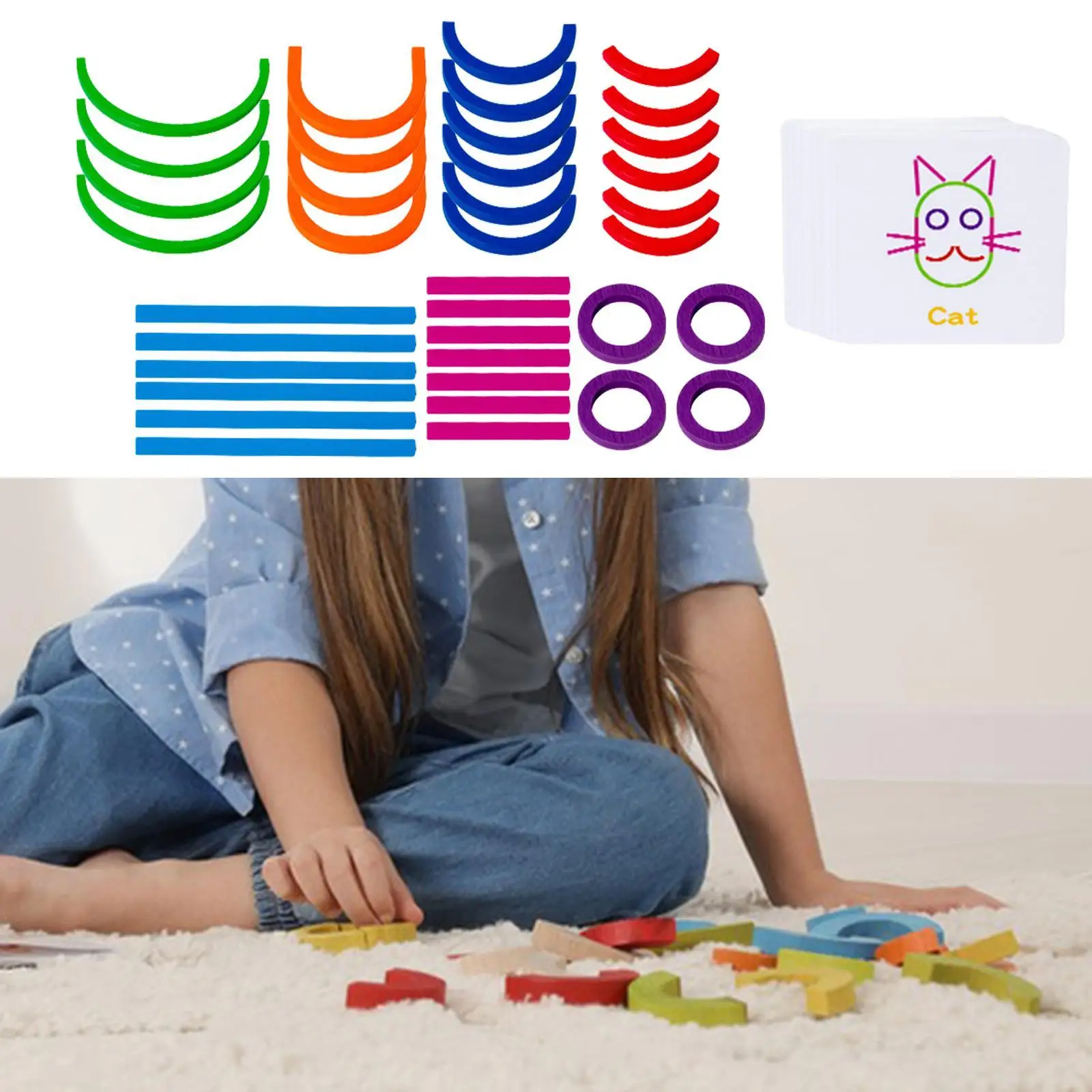 Creative Sticks and Rings Preschool Toys Portable ,Convenient Learning Toys Montessori Matching Puzzle Toys for Kids
