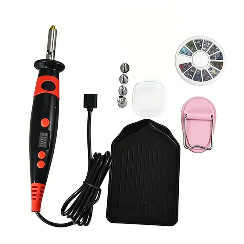 

ABVJ-New Type Of Vacuum Self-Priming Temperature Display Ironing Stick, Hot Melt Tool Pen, Mixed Size Rhinestone EU Plug