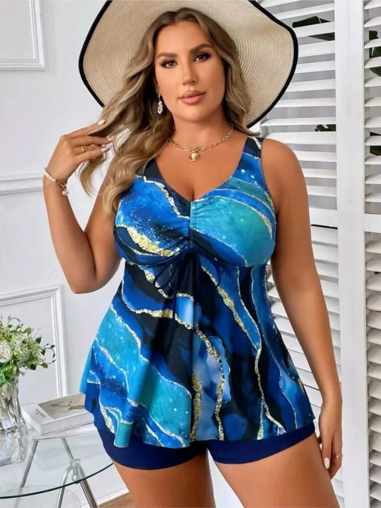 L-5XL حجم كبير عالية الخصر بيكيني المرأة رفع حجم كبير 3XL 4XL ملابس السباحة الصيف Mujer البطن تحكم ملابس السباحة بيكيني مجموعات
