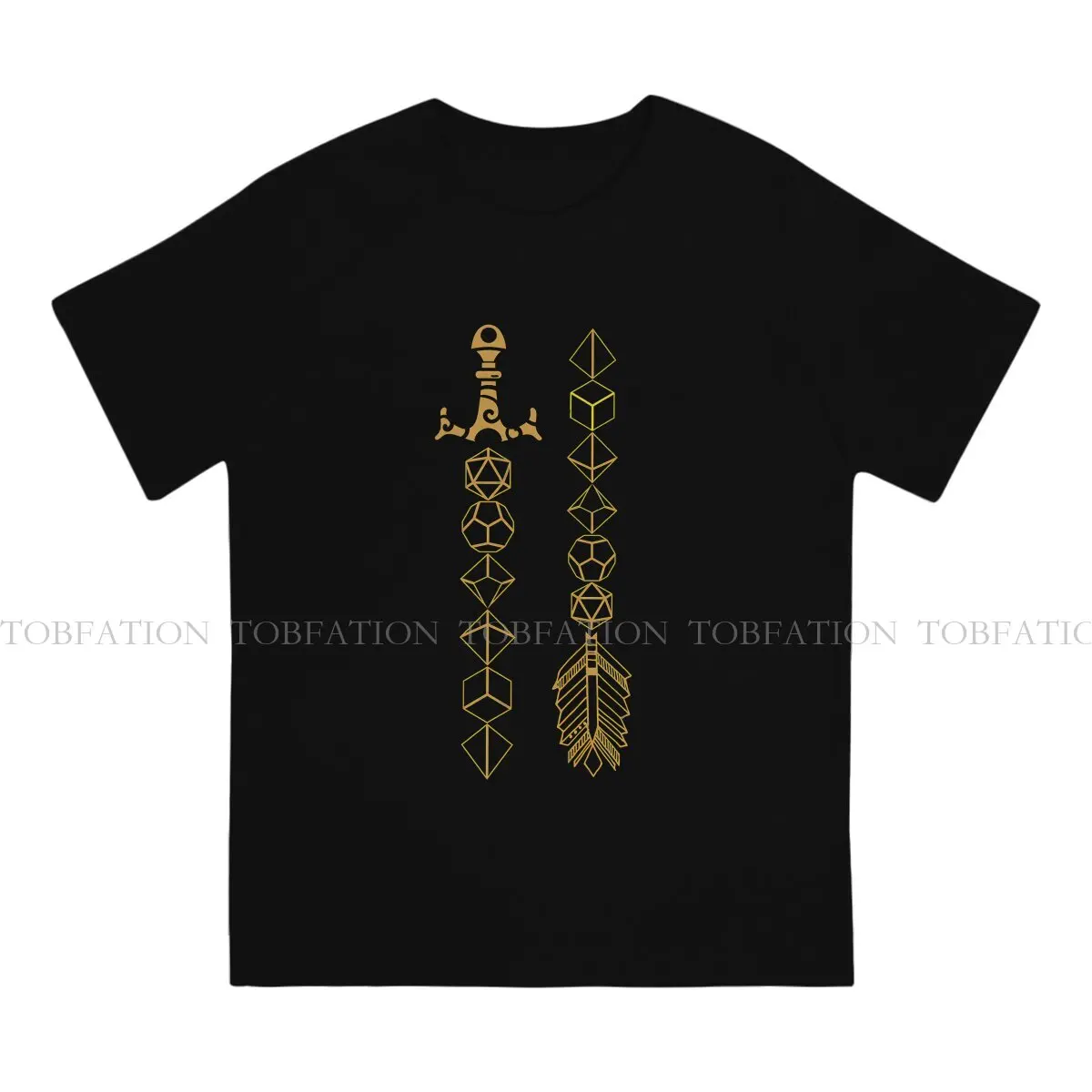 DnD Game 100% Cotton TShirt Polyhedral Dice Set Sword and Arrow Classic T Shirt Leisure Men Tee Shirt New Design Trendy