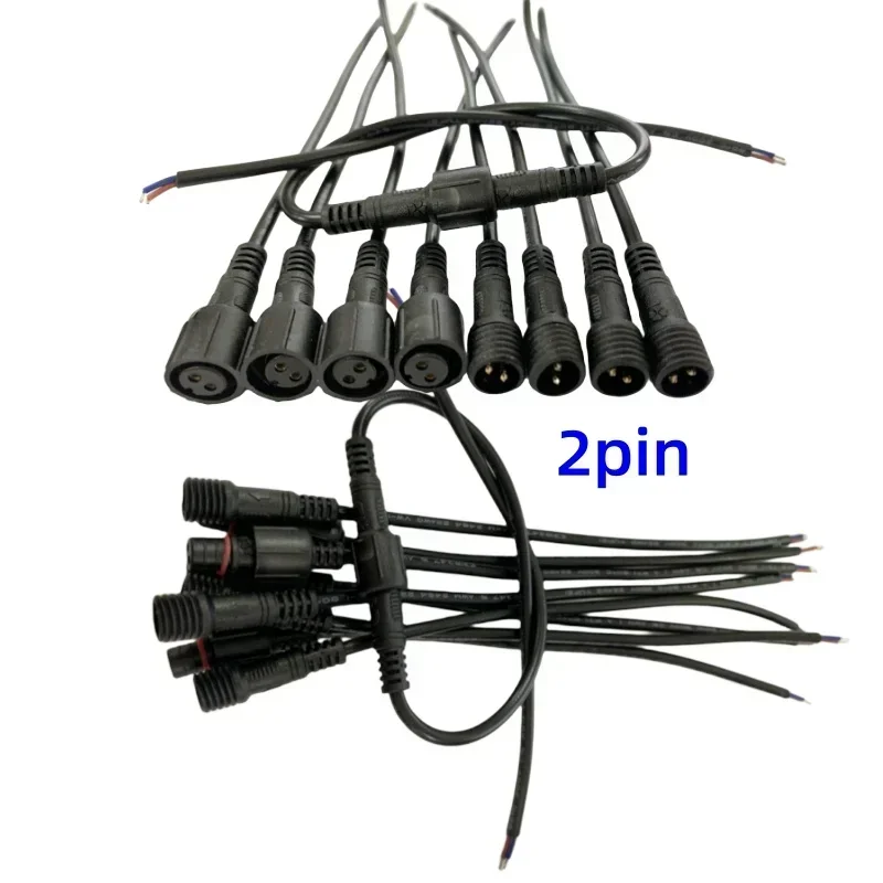 5/10/20/50 Pairs Male To Female 40cm Length Waterproof Cable 2pin 3pin 4pin 5pin Led Connector Black Wire for LED Strip Light WP