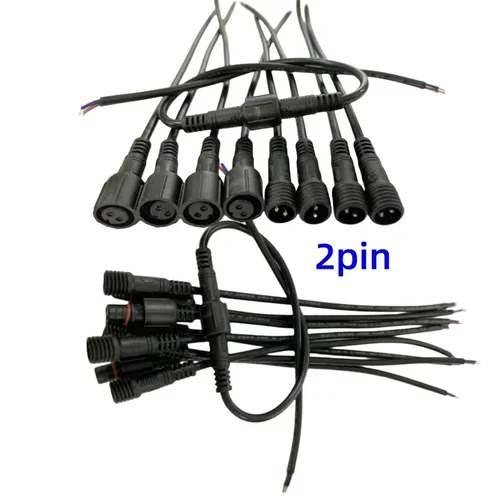Imagen 2 del producto 5/10/20/50 pares macho a hembra 40cm de longitud Cable impermeable 2pin 3pin 4pin 5pin conector Led Cable negro para tira de luz LED WP