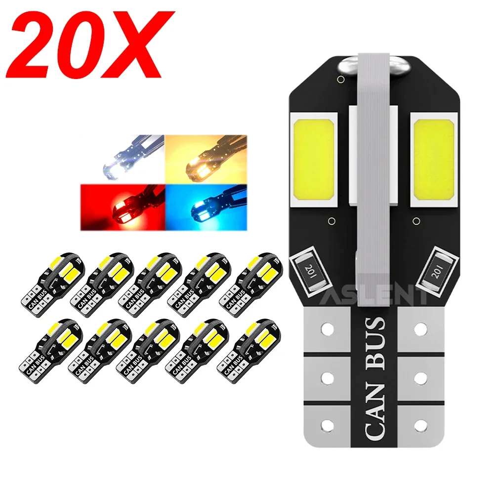 

20PCS W5W T10 LED Bulbs Canbus 5730 8SMD 12V 6000K 194 168 LED Car Map Dome Lights Parking Light Auto Signal Lamp 12V 6000K