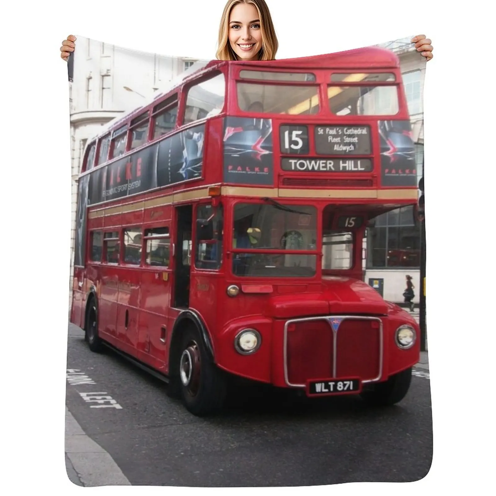 Routemaster - Элегантный теплый плед с изображением автобуса для отелей и дома