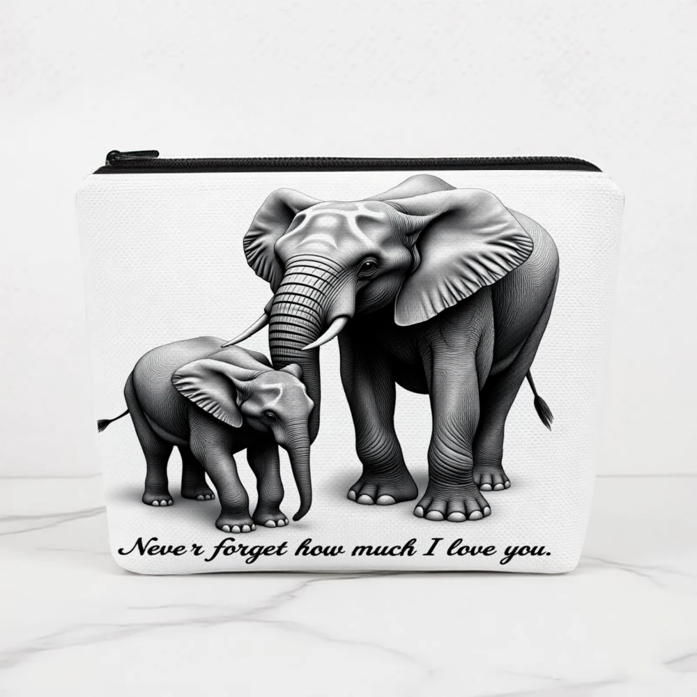 Elephant Mother And Baby Love Makeup Bags for Girls Cosmetic Pouch Toiletry Bag Pencil Case Travel Storage