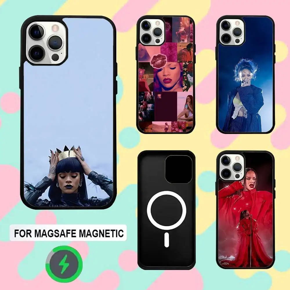 

Phone Case For iPhone 16e,16,15,14,13,12,11,Plus,Pro,Max,Mini Singer R-Rihannas Magsafe Magnetic Wireless Charging
