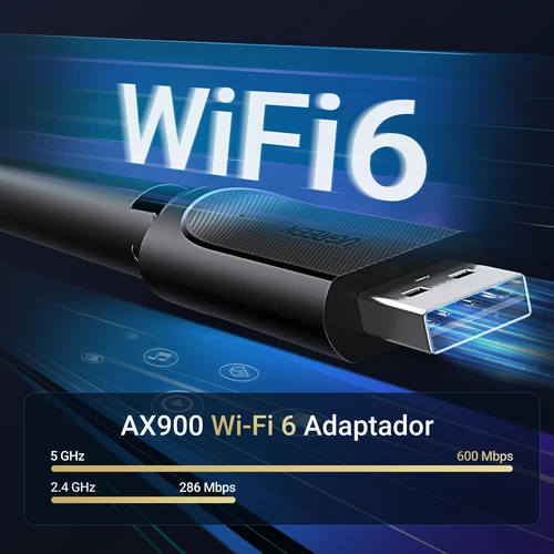 Imagen 2 del producto UGREEN-Adaptador WiFi AX900 6dBi, antena 5G y 2,4G, Dongle WiFi6 de doble banda para PC de escritorio, Windows, USB, tarjeta de red inalámbrica Ethernet