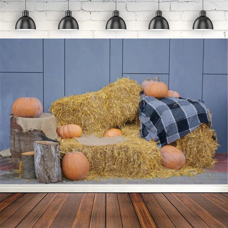 Autumn Farm Photography Backdrop Haystack Baby Shower Portrait Poster Photographic Background Photo Studio Photozone Banner