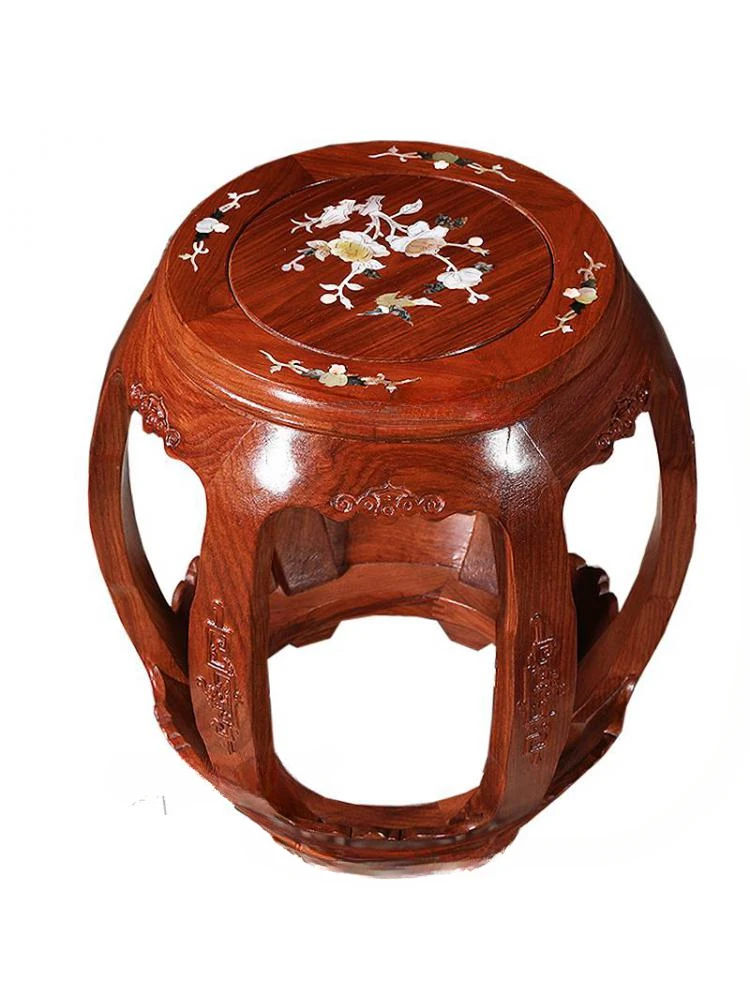 

Китайский барабан из цельного дерева для гостиной, небольшой круглый табурет, чайный столик из красного дерева, табурет для пеленания обуви из палисандра, табурет guzheng