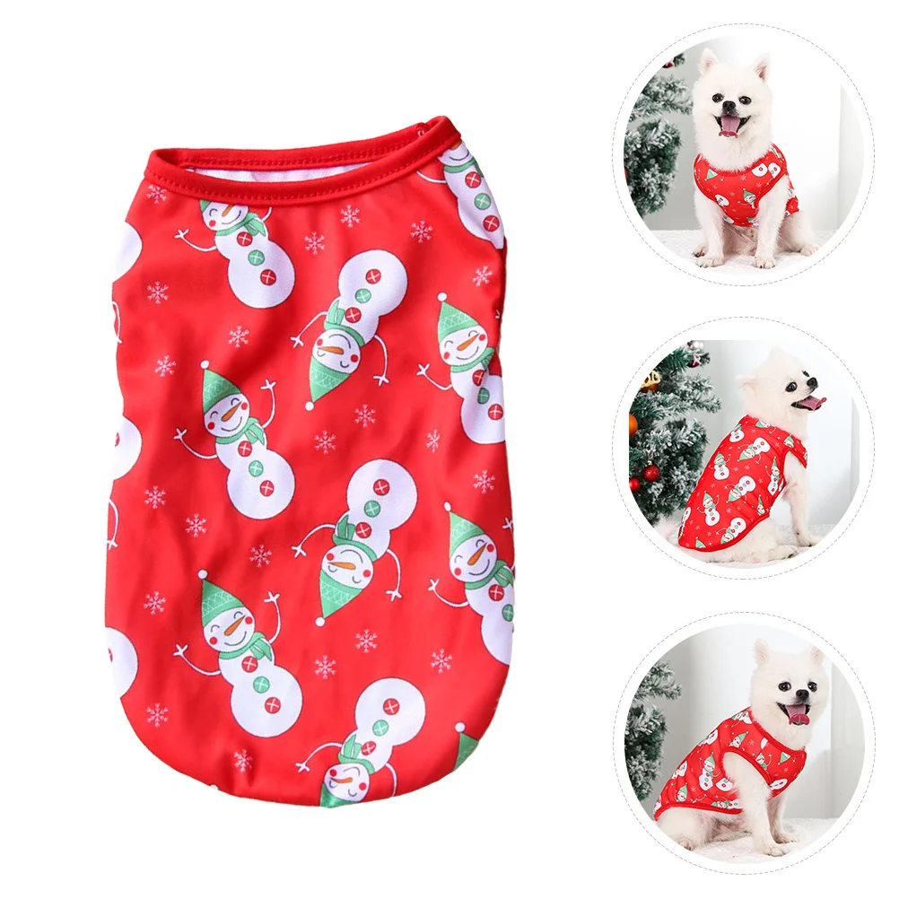 

Pet Vest Christmas Dog Clothes Polyester Outfit Cute Cartoon Prints Warm Winter Gift for Small Dogs Dog Clothes