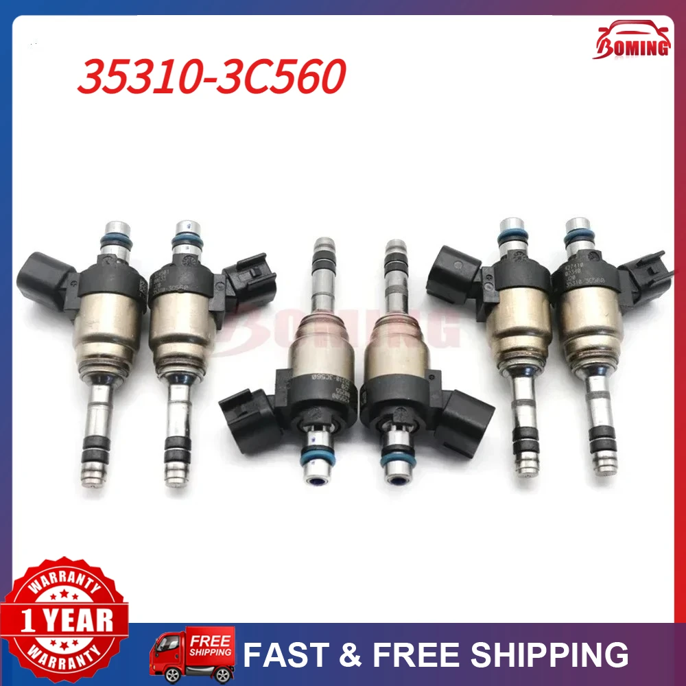 

Форсунки топливные для автомобилей Hyundai Azera, Genesis, Santa Fe, Kia Cadenza, K900, Sedona, Sorento 3.3L, 3.8L 2011-2018, 6 шт., артикул 35310-3C560