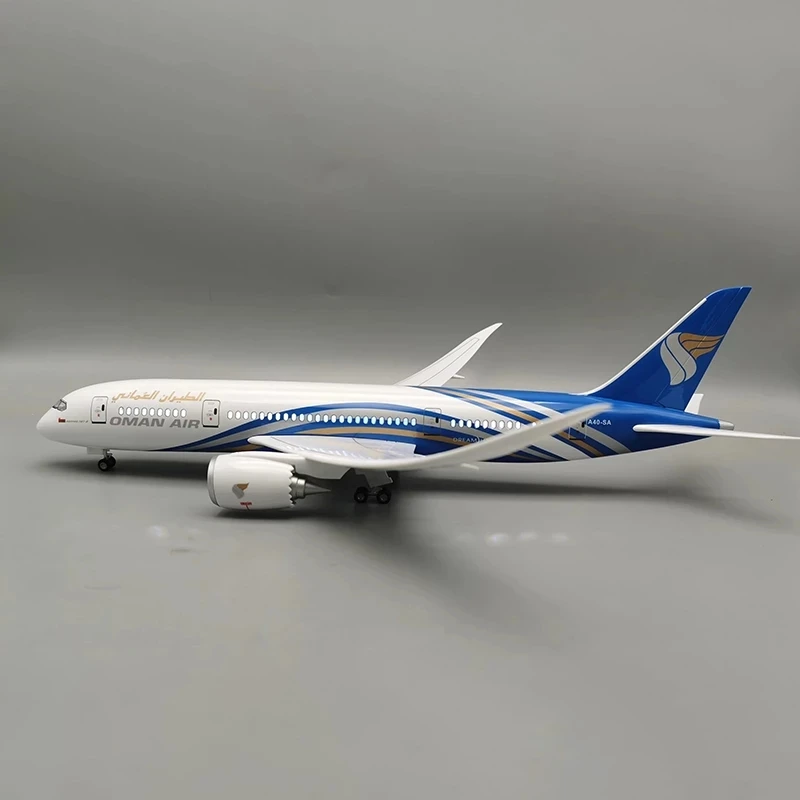 Venda Modelo de avião de brinquedo de resina, plástico fundido, 47cm, escala 1/130, avião 787 b787, avião oman, modelo de companhia aérea, coleção de avião g