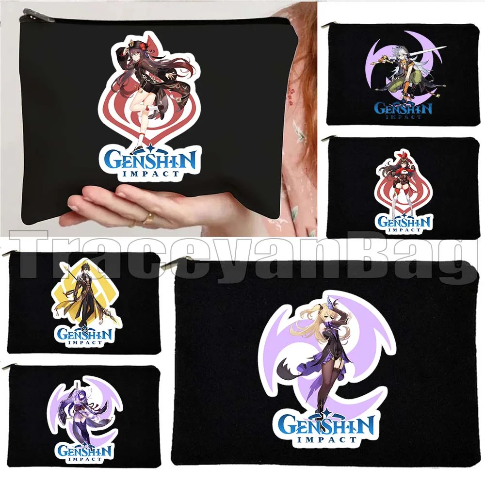 

Zhongli Hu Tao Raiden Amber Albedo Fischl Genshin Impact Gifts Lisa Barbara Chongyun Eula Cosmetic Makeup Bag Pencil Case Pouch