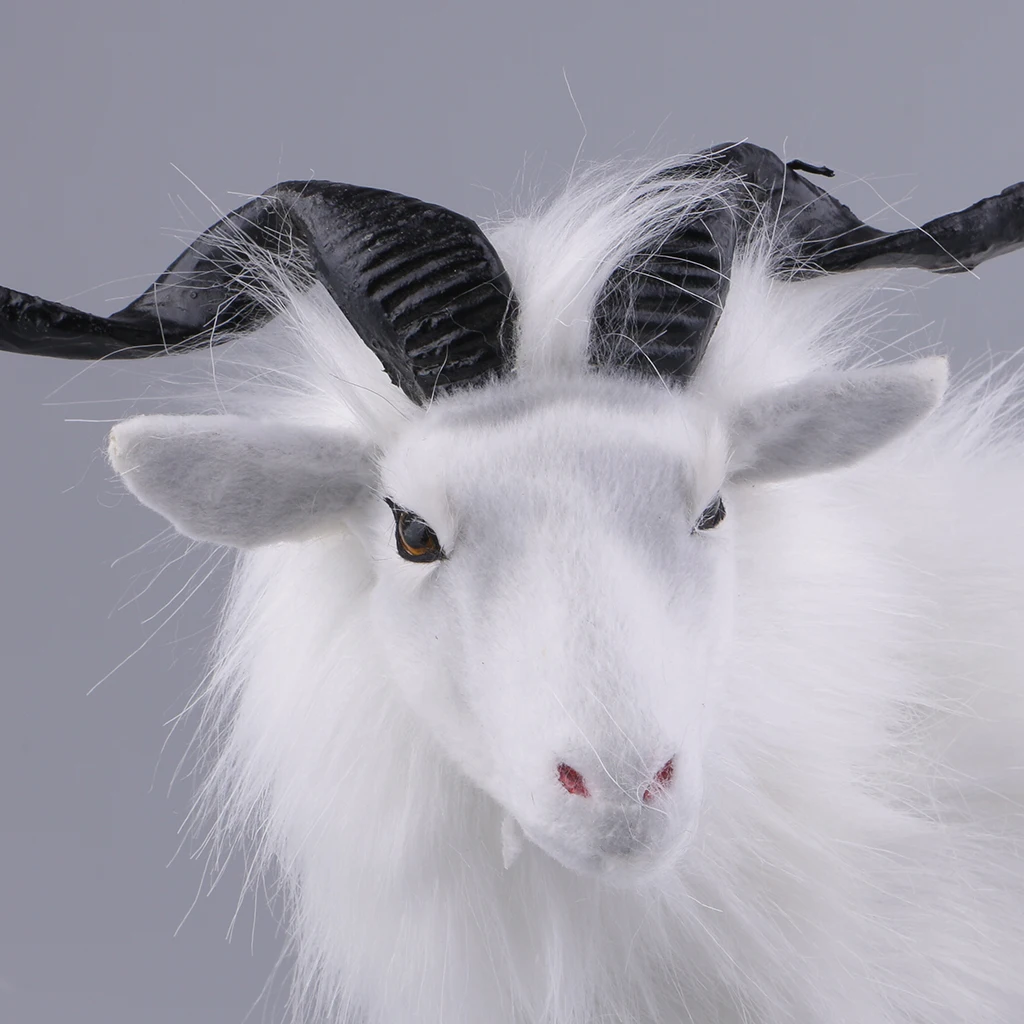 Goat Action Figure Collectible Animal Art Craft Sculpture Synthetic Fibre Model for Outdoor Home Lawn Decor