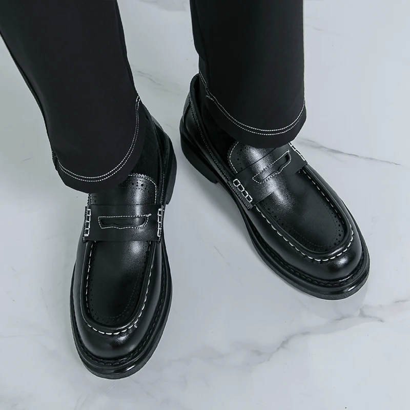 

Minimalist Design College Style Leather Loafers Brand Comfort Business Walking Shoes High-quality Men's Commuting Leather Shoes
