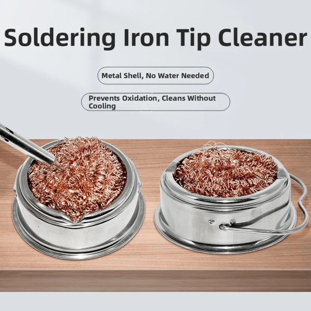 Metal Wire With Stand Set Welding Desoldering Soldering Solder Iron Tip Dross Cleaner Cleaning Steel Ball Mesh Filter Tin Remove