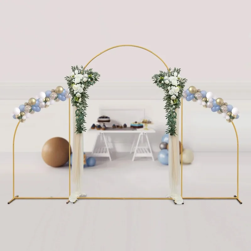 for 3PCS Metal Wedding Arch Backdrop Stand, Gold/White Fan-shaped Stand for Wedding Ceremony Party Decoration