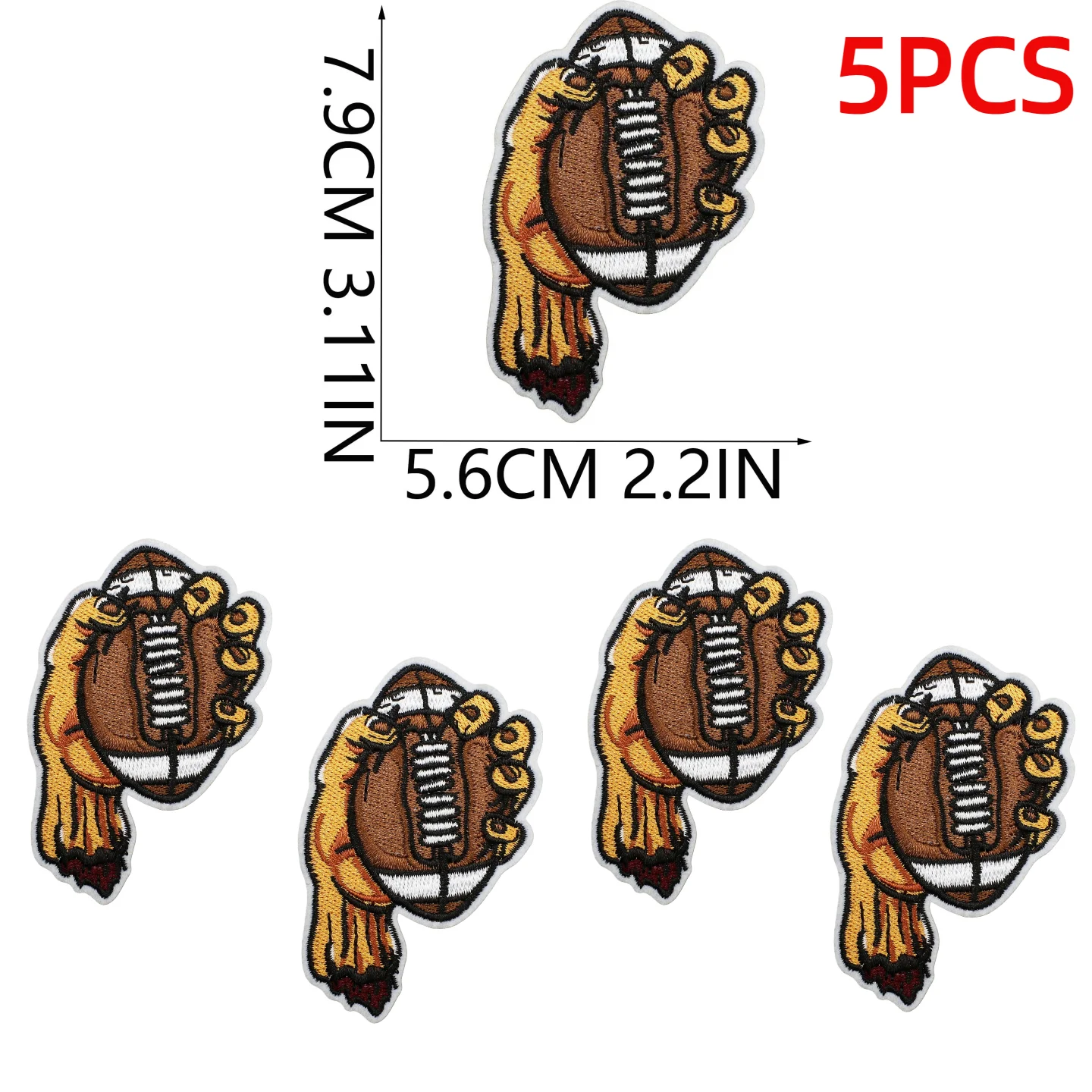 

1/5PCS Wholesale Brown Trophy Rugby Badge Embroidery Patches Football Style Iron on For DIY Clothing Award Decoration