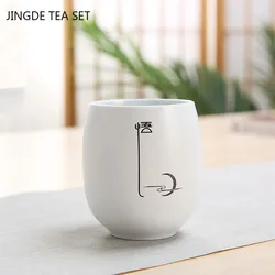 1pc Boutique Ceramic Teacup Tea Bowl Jingdezhen White Porcelain Tea Cup Personal Single Cup Tea Set Supplies Home Drinkware