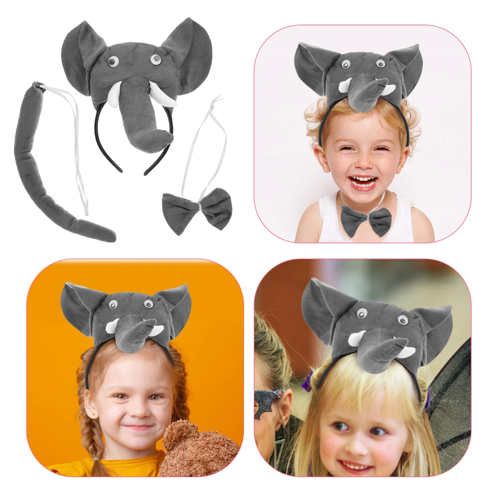 3Pcs Fun Animal Party Set Includes Headband Bowtie Tail Perfect for Kids Costumes and Festival Events Kids Costumes