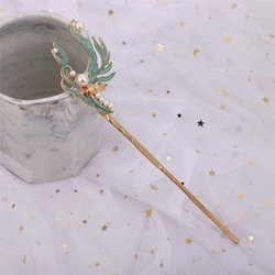 Ancient Style Hairpin Chinese Hanfu Hair Stick For Women Phenix Shaped Metal Hair Clasp Headpiece Vintage Hair Jewelry Chopstick