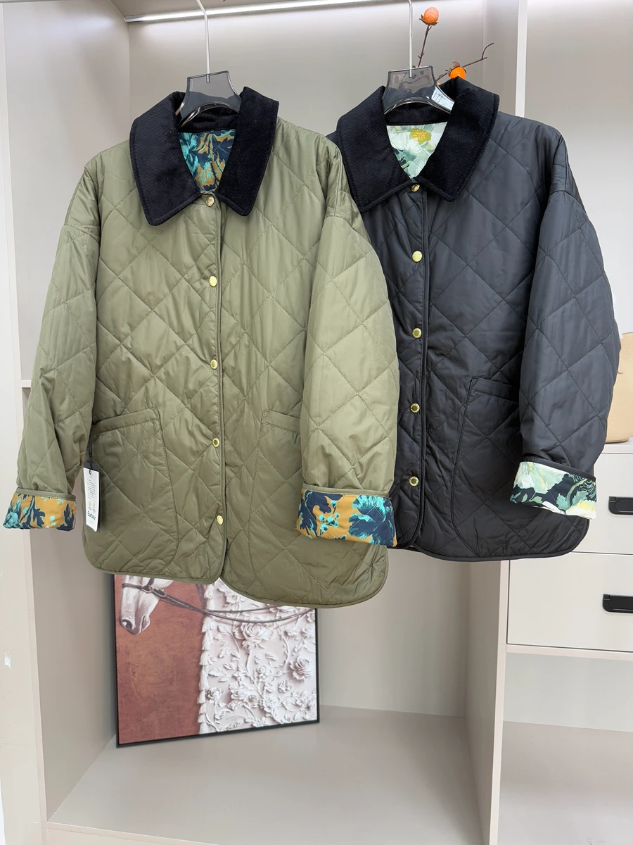 

Barbuor Double-Sided Quilted Cotton Jaet ort Sle No-Wax Warmth for Women Retro Feeling Commute Sle Regular Sve