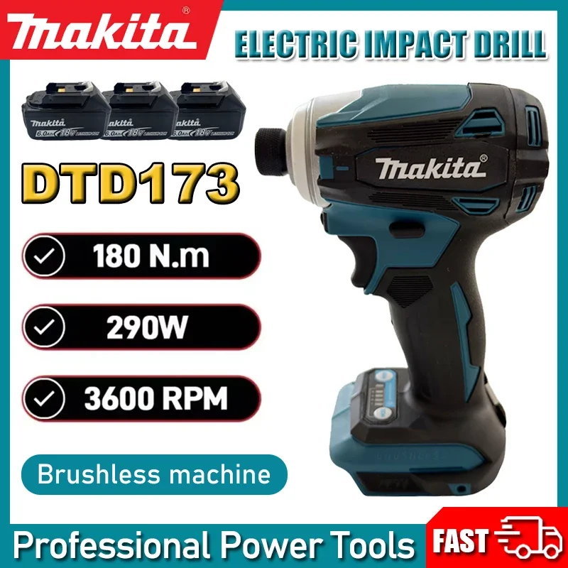 

Бесщеточный электрический шуруповерт Makita DTD173 для авторемонта, ударный шуруповерт с крутящим моментом 220 Н·м, электроинструмент для Makita 18В