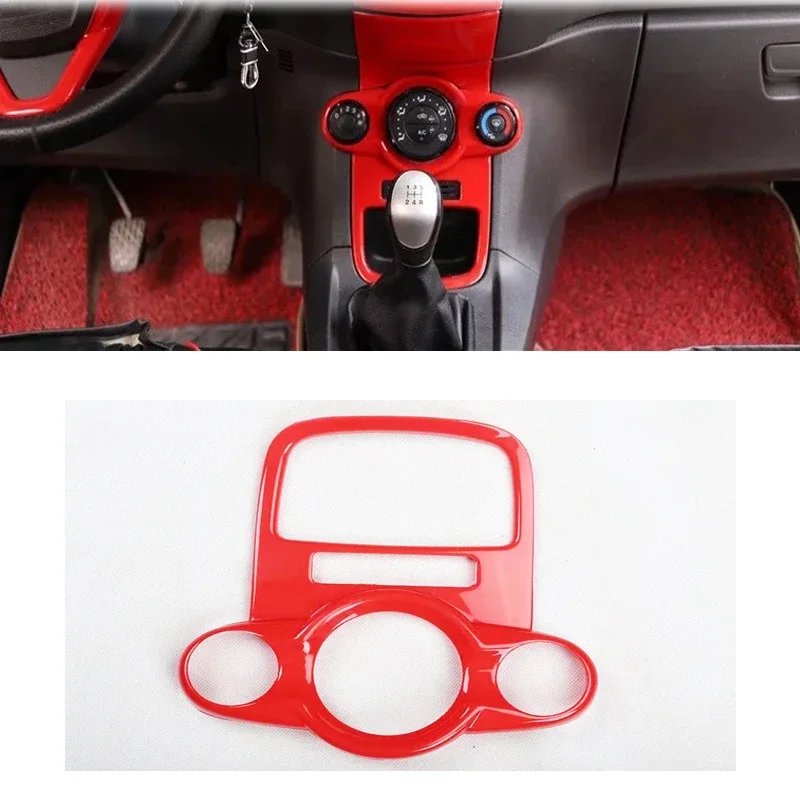 Voor Ford Fiesta 2009 2010 2011 2012 2013 ABS Rode Kleur Interieur Accessoires Gear Windows Bedieningspaneel Center AC Panel cover