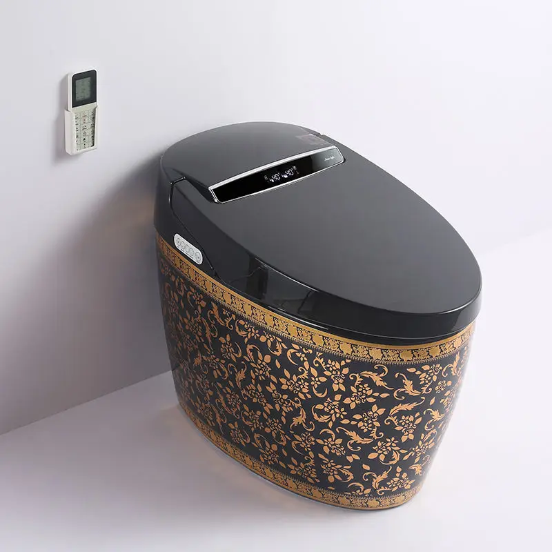 

Y Household Ceramic Smart Toilet Black Gold Electric Remote Control Fully Automatic Integrated Personalized Toilet