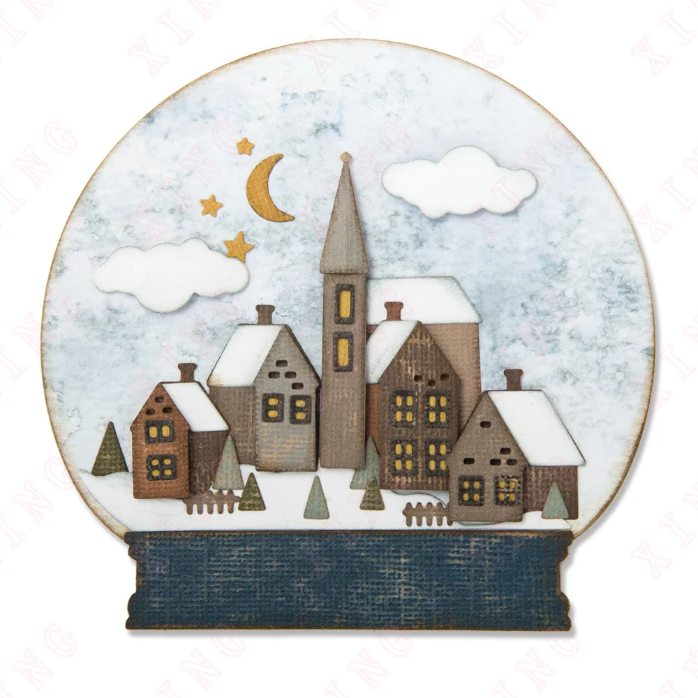 2022 Christmas Arrival Newest Metal Cutting Dies Scrapbook Album Decoration Embossing Template Diy Handmade Craft Snowglobe Mold