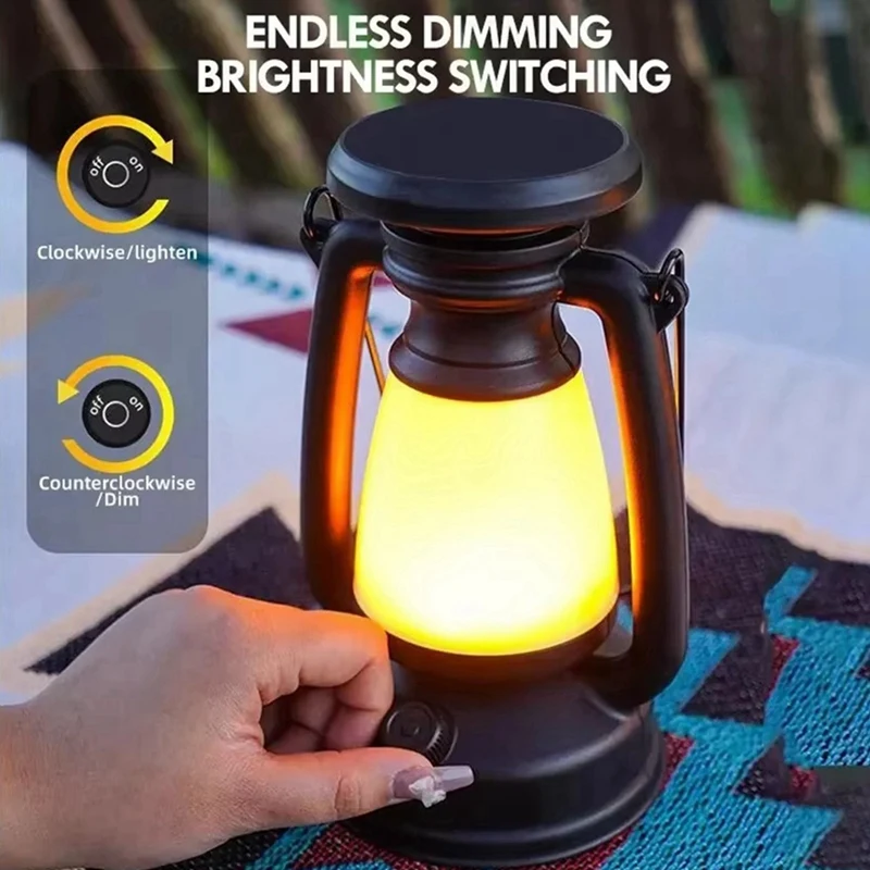 ABDJ-linterna Solar para acampar, linterna portátil para acampar, iluminación de luz de ambiente, tienda de campaña al aire libre, linterna Retro