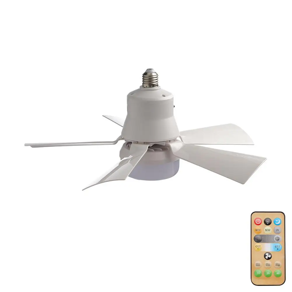 Ceiling Fan Light Remote Control LED Lamp Fan E27 Screw Home Appliances Silent Small Fan Light Smart Ceiling Fan For Bedroom