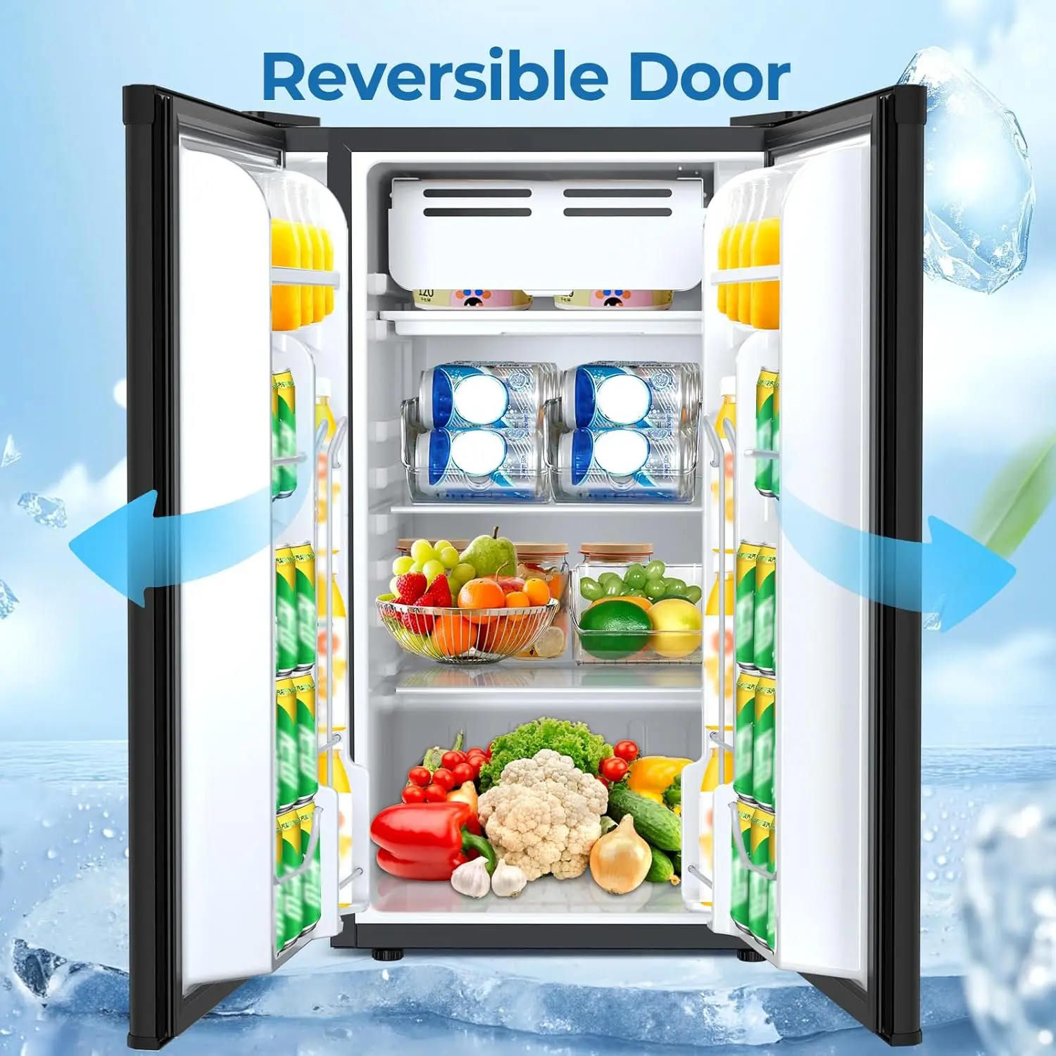 ثلاجة صغيرة 3.2 قدم مكعب مع فريزر، ثلاجة مدمجة مع باب واحد قابل للعكس، ترموستات قابل للتعديل، ضوضاء منخفضة، طاقة E #4