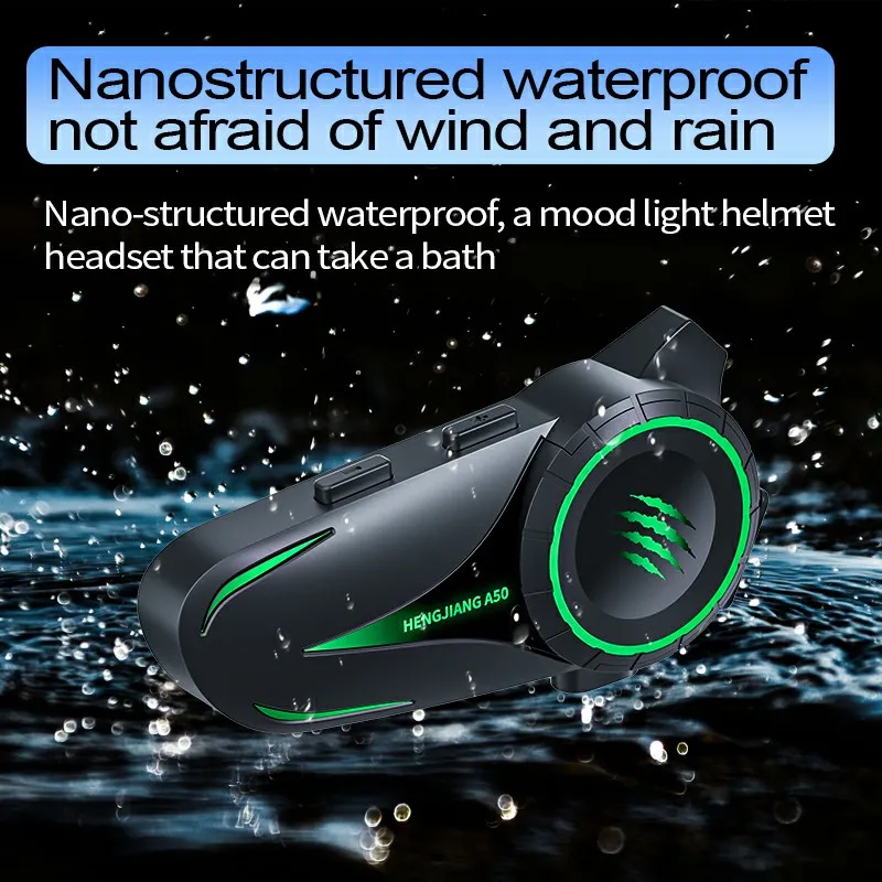 A50 بلوتوث V5.3 سماعة خوذة لاسلكية حر اليدين دعوة الهاتف عدة دراجة نارية مقاوم للماء سماعة مشغل موسيقى MP3 المتكلم #3