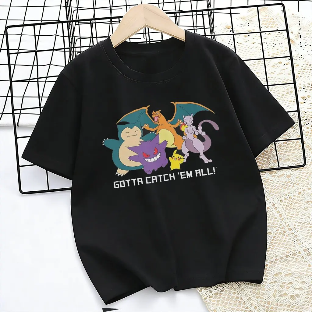 2026 Y2k Pokemon Children's T-shirt Man Women Cotton Casual Short Sleeve Tee Parent-child Clothing Summer Fashion Streetwear