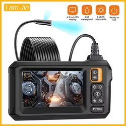 Industrial Endoscope Camera 8mm HD1080P 4.3inch IPS Screen 1080P Pipe Inspection Camera for Car Repair IP67 Waterproof 8 LEDS