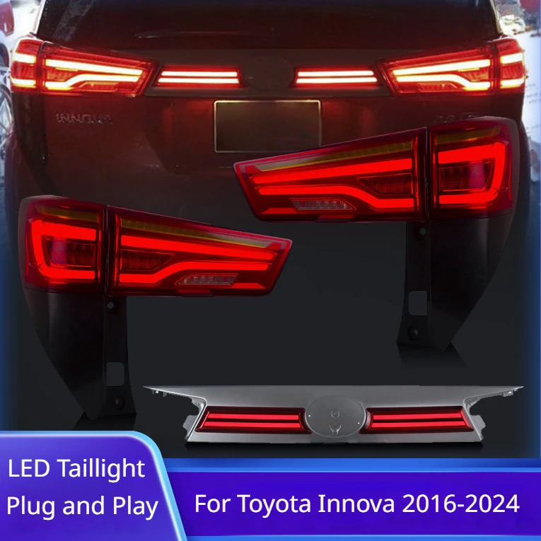 2PC LED Taillights Assembly For Toyota Innova 2016 2017 2018 2019-up DRL Brake Reversing Foglight Car TailLamps Auto Accessories